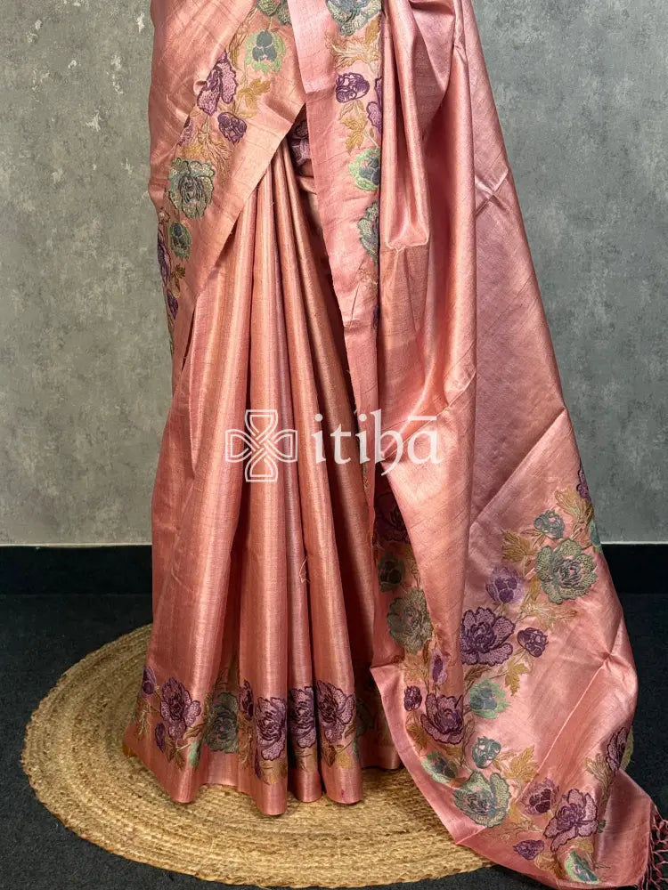 PURE TUSSAR SILK EMBROIDERYSAREE