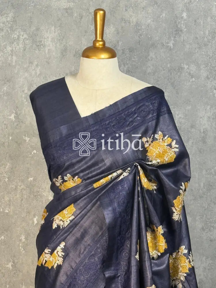PURE TUSSAR SILK EMBROIDERYSAREE
