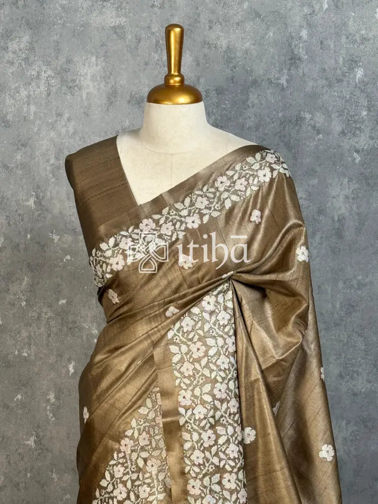 PURE TUSSAR SILK EMBROIDERYSAREE