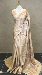 PURE TUSSAR SILK EMBROIDERYSAREE - PASTEL PEACH