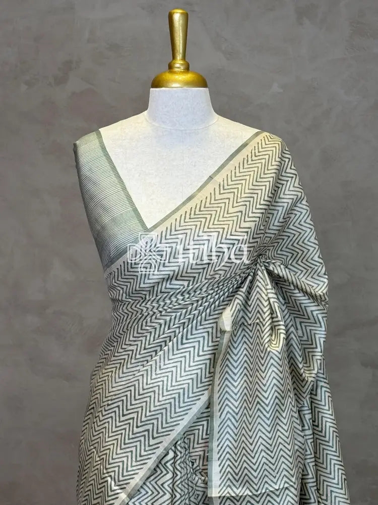 PURE TUSSAR SILK PRINTED SAREE