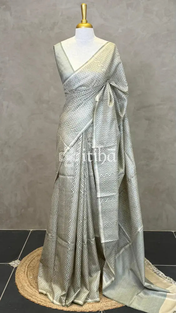 PURE TUSSAR SILK PRINTED SAREE - Green