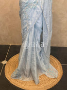 SATIN ORGANZA HAND EMBROIDERY SAREE