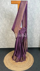 SATIN SILK BANARASI SAREE - DEEP PLUM PURPLE