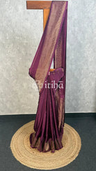 SATIN SILK BANARASI SAREE - WINE PURPPLE