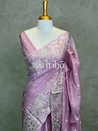 SATIN TUSSAR EMBROIDERY SAREE