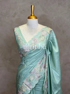 SATIN TUSSAR EMBROIDERY SAREE