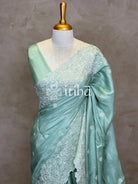 SATIN TUSSAR EMBROIDERY SAREE