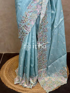SATIN TUSSAR EMBROIDERY SAREE