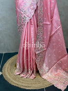SATIN TUSSAR EMBROIDERY SAREE