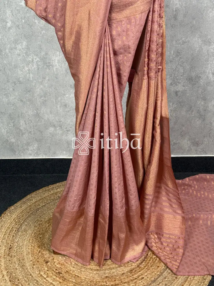 SEMI CREPE GOLD ZARI BANARASI SAREE