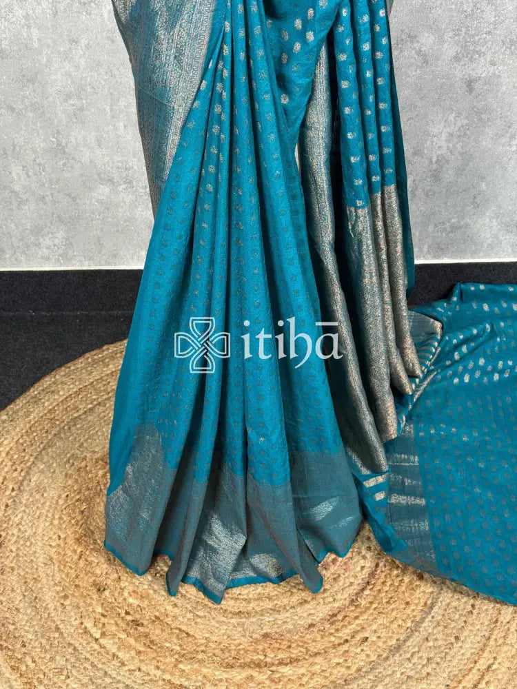 SEMI CREPE GOLD ZARI BANARASI SAREE