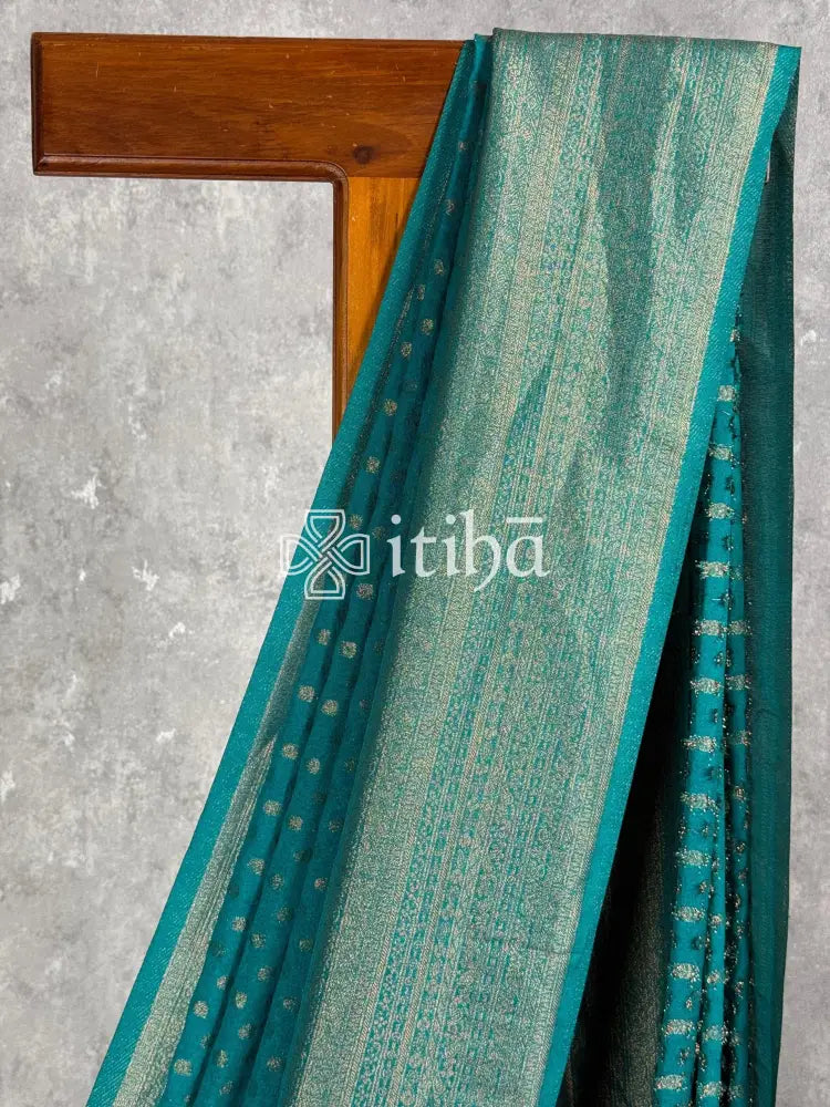 SEMI CREPE GOLD ZARI BANARASI SAREE