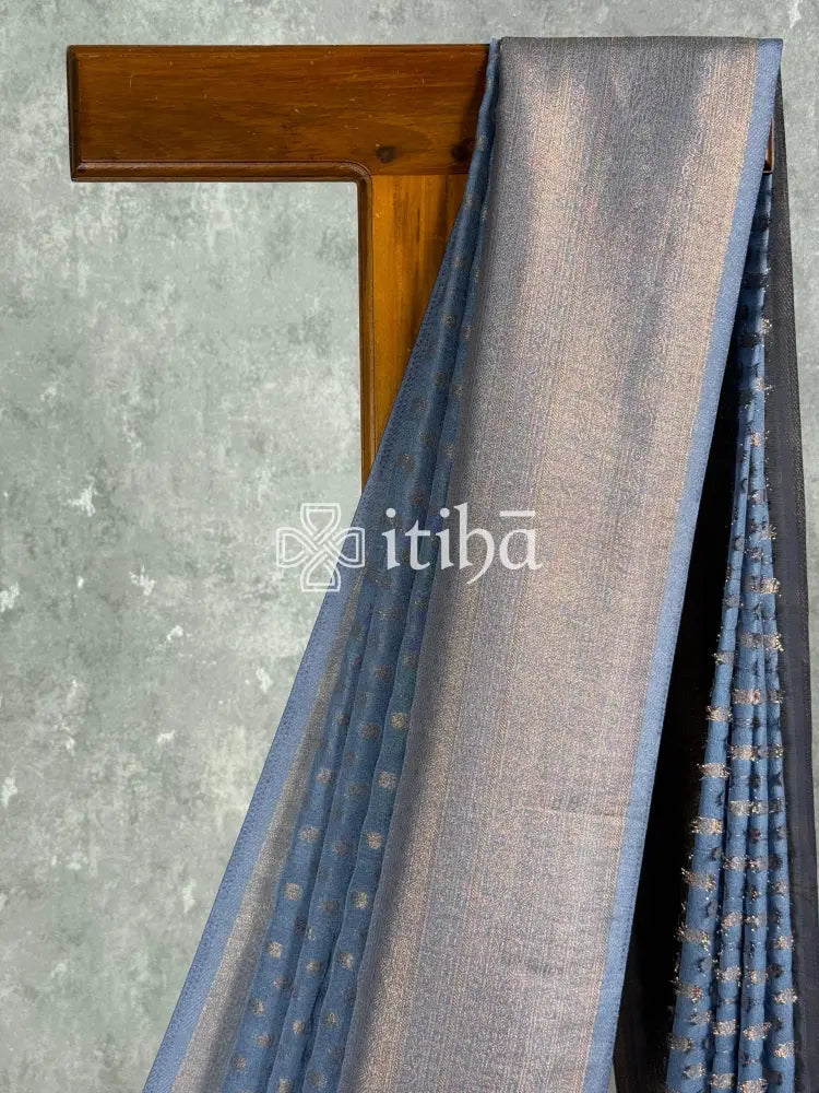 SEMI CREPE GOLD ZARI BANARASI SAREE
