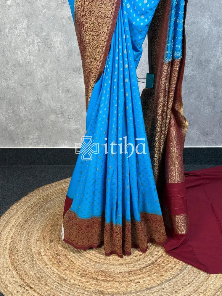 SEMI CREPE GOLD ZARI BANARASI SAREE