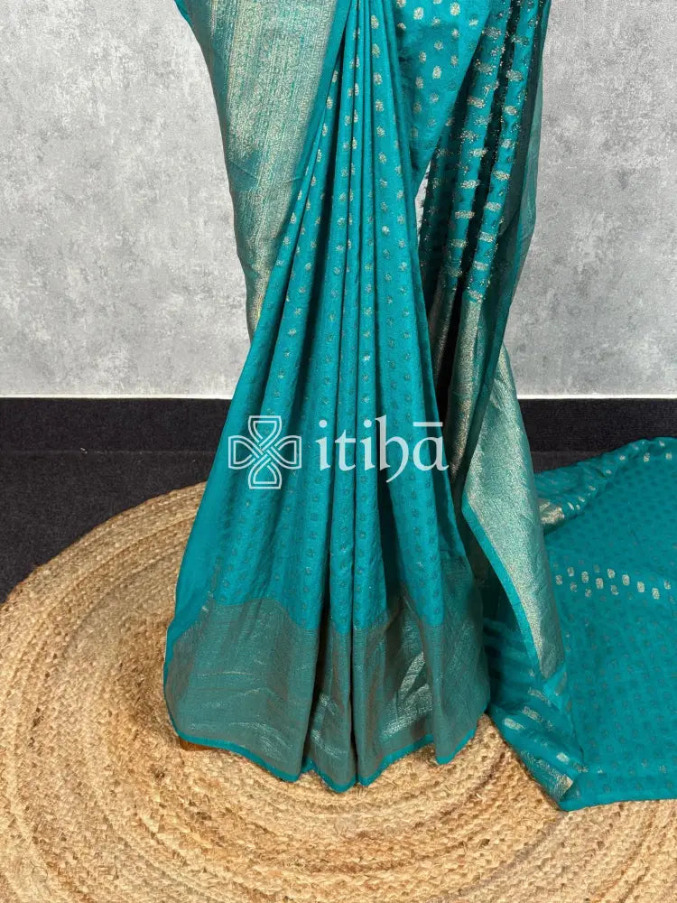 SEMI CREPE GOLD ZARI BANARASI SAREE