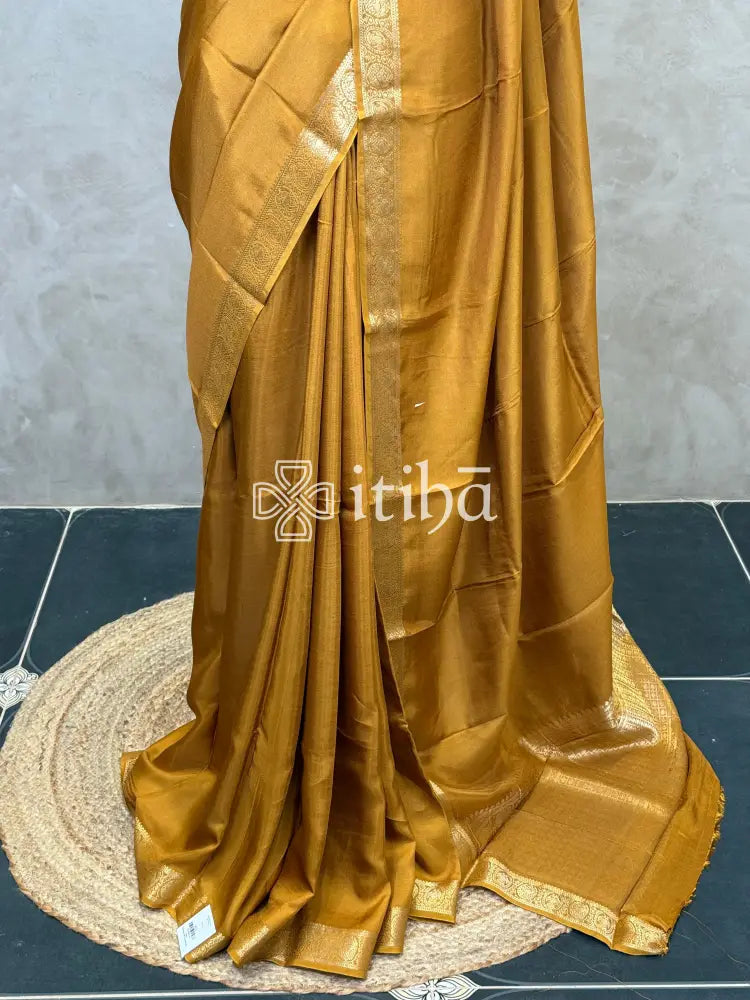 SEMI CREPE SILK BANARASI SAREE - MUSTARD GOLD