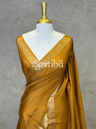 SEMI CREPE SILK BANARASI SAREE - MUSTARD GOLD