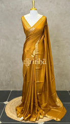 SEMI CREPE SILK BANARASI SAREE - MUSTARD GOLD