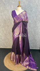 SEMI CREPE SILK BANARASI SAREE - PLUM PURPLE