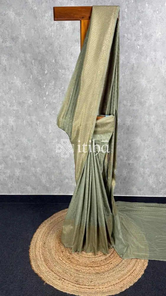 SEMI GEORGETTE ANTIQUE ZARI BANARASI SAREE
