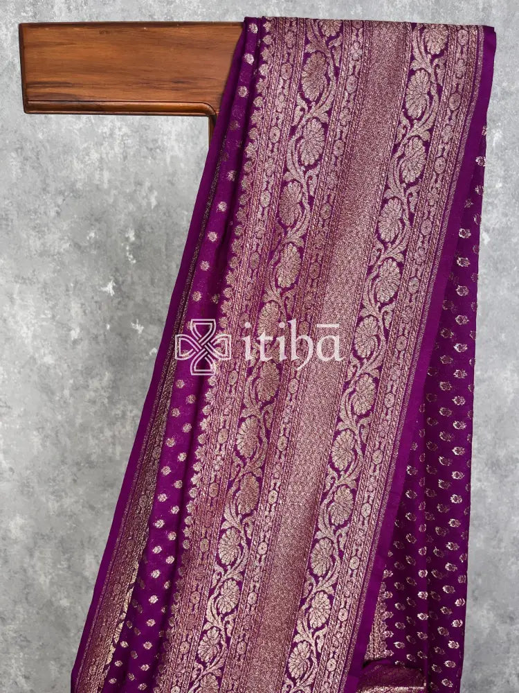 SEMI GEORGETTE ANTIQUE ZARI BANARASI SAREE