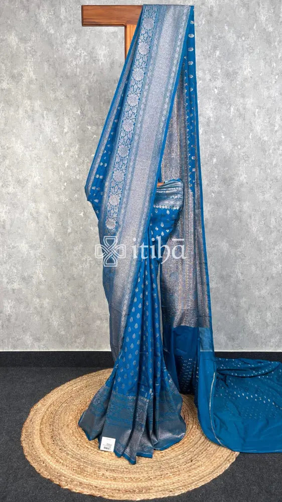 SEMI GEORGETTE ANTIQUE ZARI BANARASI SAREE