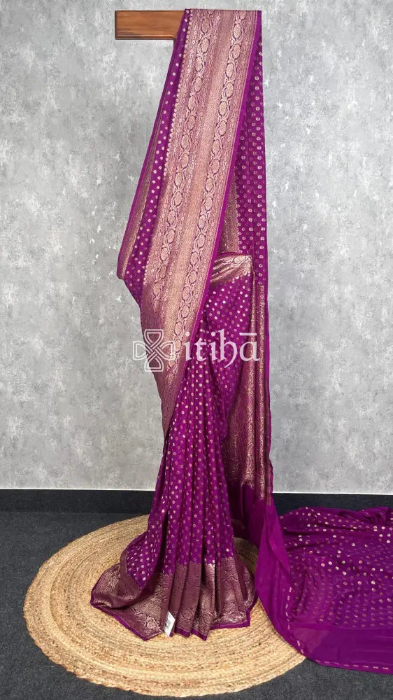 SEMI GEORGETTE ANTIQUE ZARI BANARASI SAREE