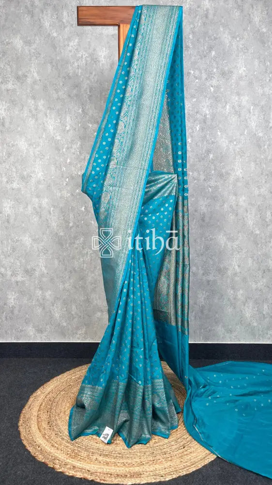 SEMI GEORGETTE ANTIQUE ZARI BANARASI SAREE
