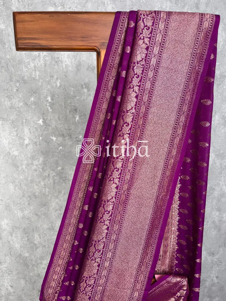SEMI GEORGETTE ANTIQUE ZARI BANARASI SAREE