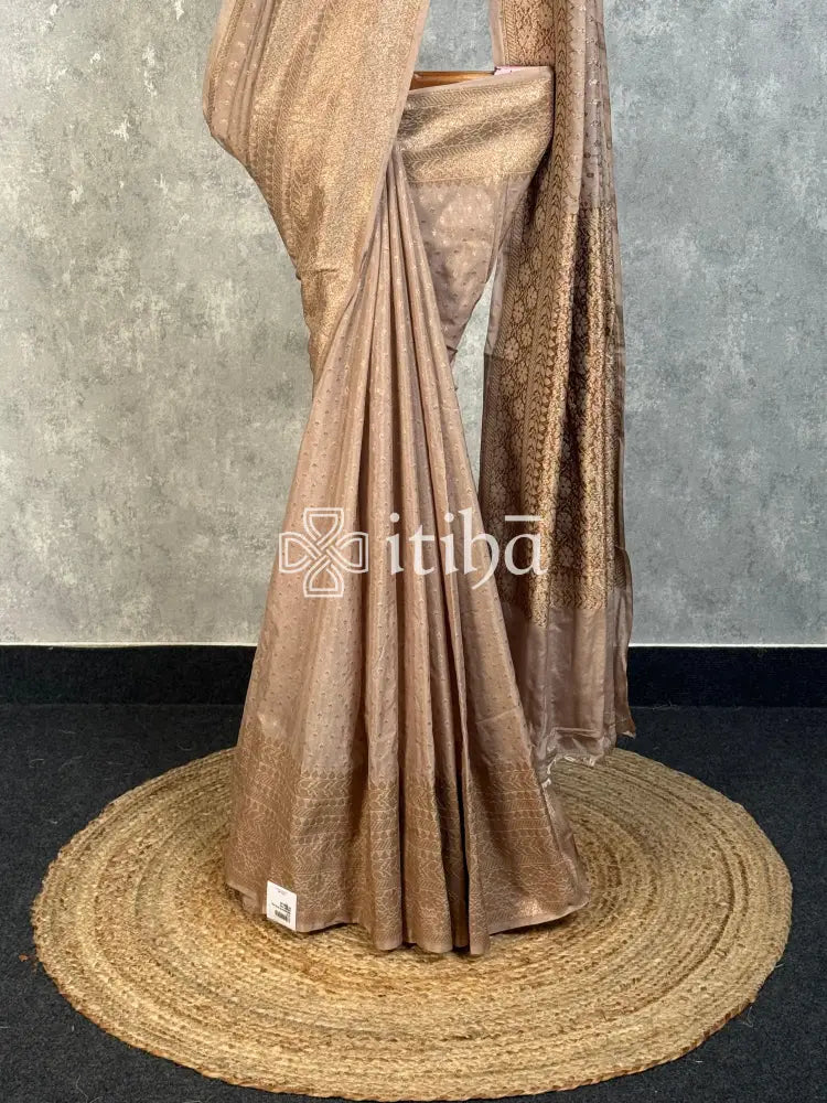 SEMI GEORGETTE ANTIQUE ZARI BANARASI SAREE