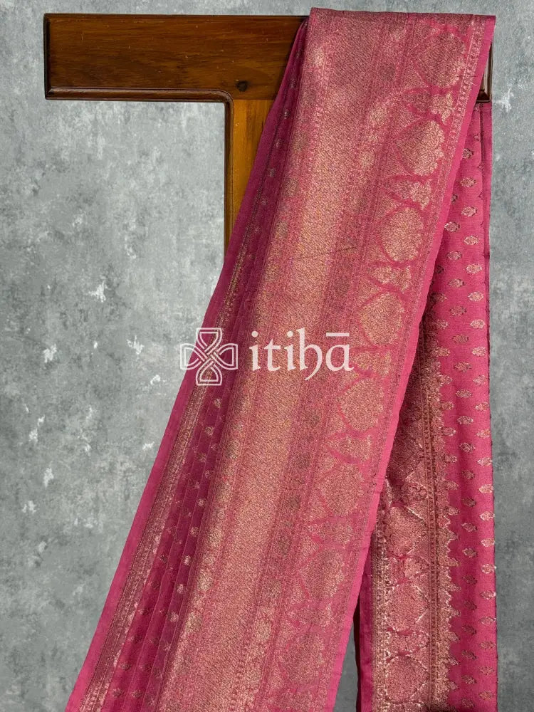 SEMI GEORGETTE ANTIQUE ZARI BANARASI SAREE