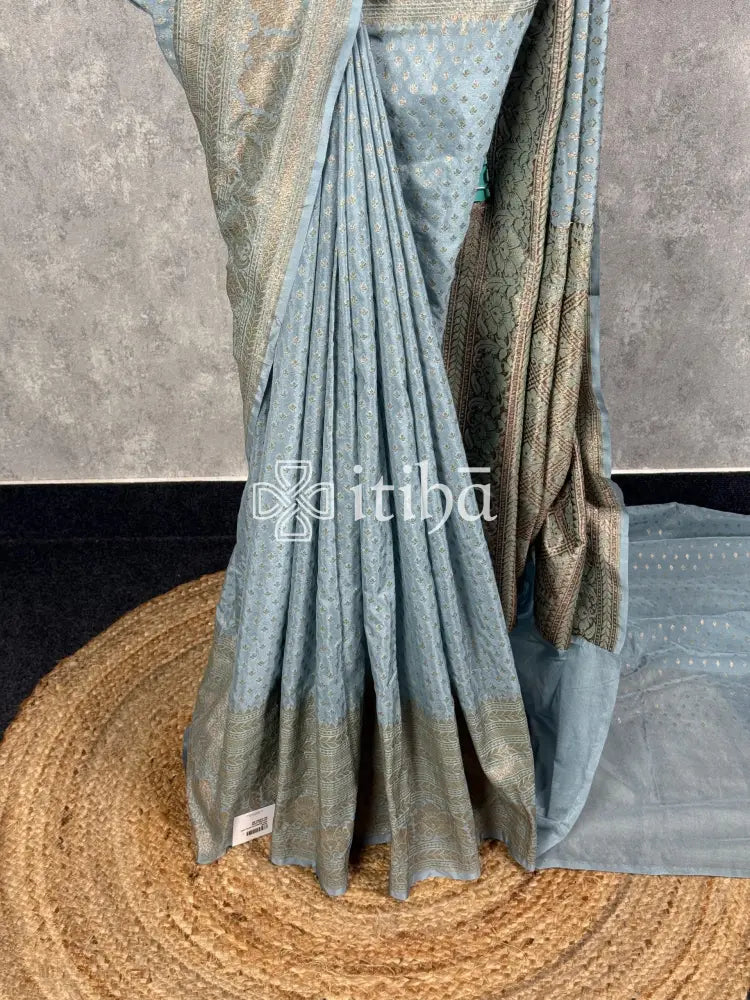 SEMI GEORGETTE ANTIQUE ZARI BANARASI SAREE