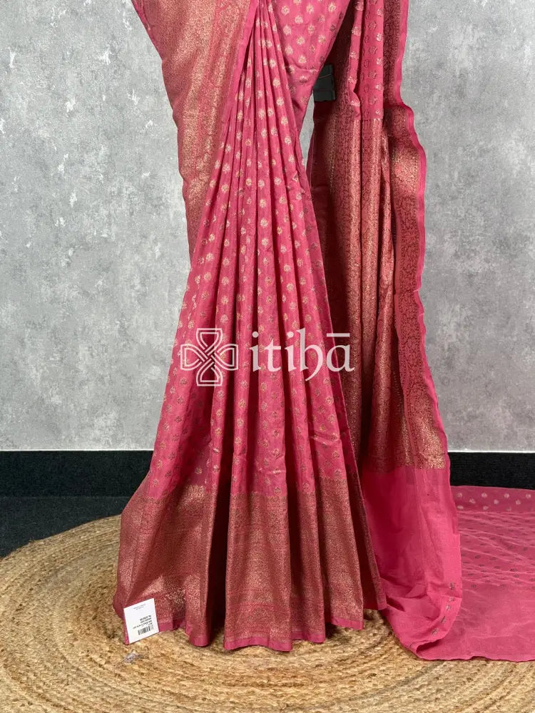 SEMI GEORGETTE ANTIQUE ZARI BANARASI SAREE