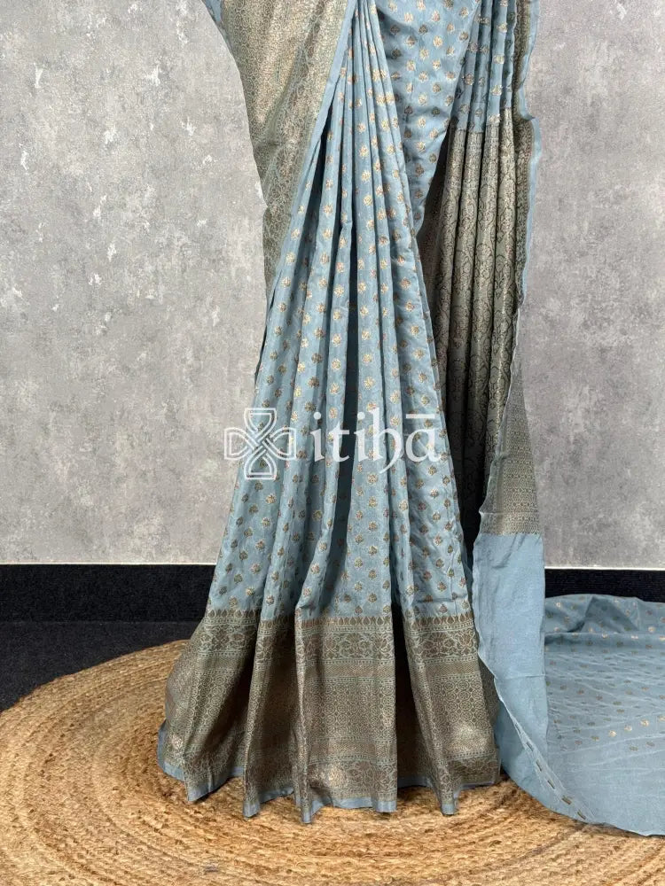 SEMI GEORGETTE ANTIQUE ZARI BANARASI SAREE