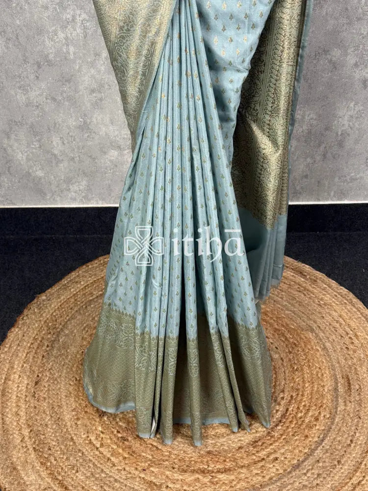 SEMI GEORGETTE ANTIQUE ZARI BANARASI SAREE