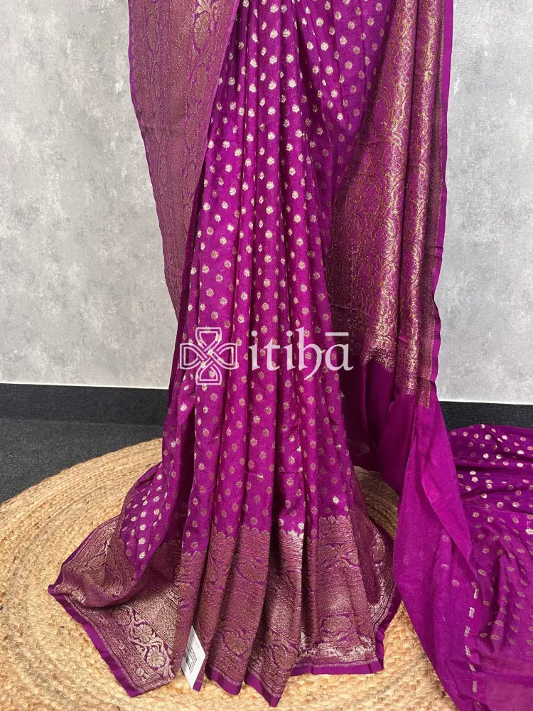 SEMI GEORGETTE ANTIQUE ZARI BANARASI SAREE