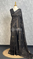 SEMI JUTE SAREE - Black