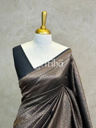 SEMI KATAN ANTIQUE ZARI BANARASI SAREE - Black