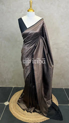 SEMI KATAN ANTIQUE ZARI BANARASI SAREE - Black