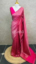 SEMI KATAN ANTIQUE ZARI BANARASI SAREE - RANI PINK