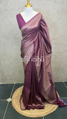 SEMI KATAN ANTIQUE ZARI BANARASI SAREE - WINE RED