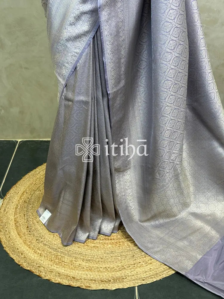SEMI KATAN WATER ZARI BROCADE BANARASI SAREE - LAVENDER