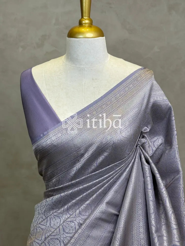 SEMI KATAN WATER ZARI BROCADE BANARASI SAREE - LAVENDER