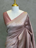 SEMI KATAN WATER ZARI BROCADE BANARASI SAREE - dusty rose