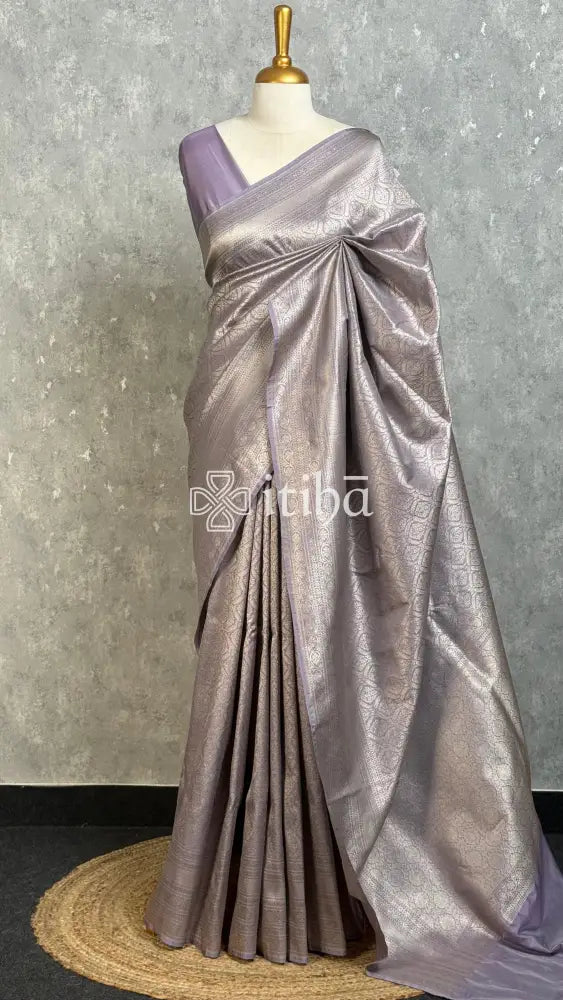 SEMI KATAN WATER ZARI BROCADE BANARASI SAREE - DUSTY LAVENDER