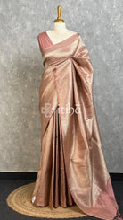 SEMI KATAN WATER ZARI BROCADE BANARASI SAREE - DUSTY PINK