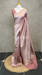 SEMI KATAN WATER ZARI BROCADE BANARASI SAREE - dusty rose