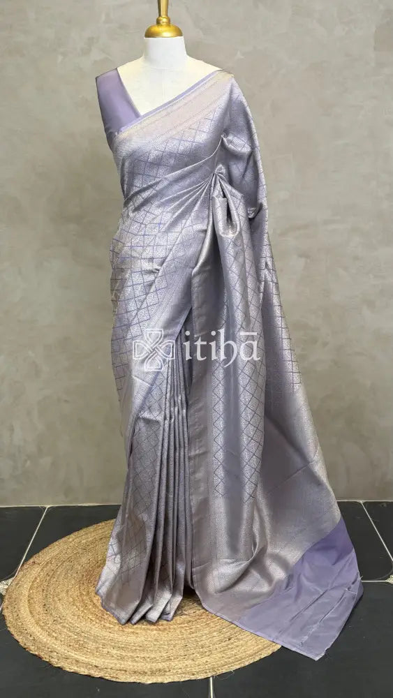 SEMI KATAN WATER ZARI BROCADE BANARASI SAREE - LAVENDER