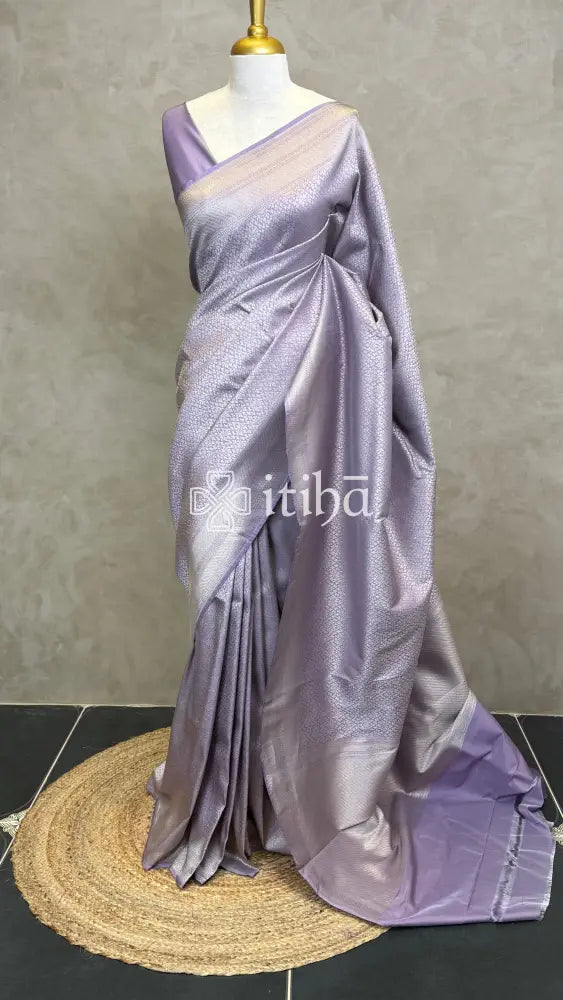 SEMI KATAN WATER ZARI BROCADE BANARASI SAREE - LAVENDER